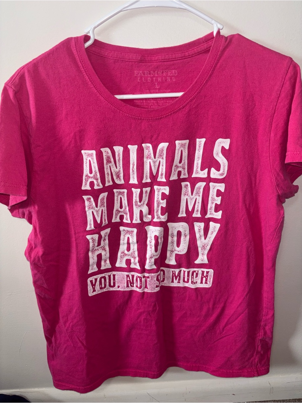 Pink 'Animals Make Me Happy' Short Sleeve Tee